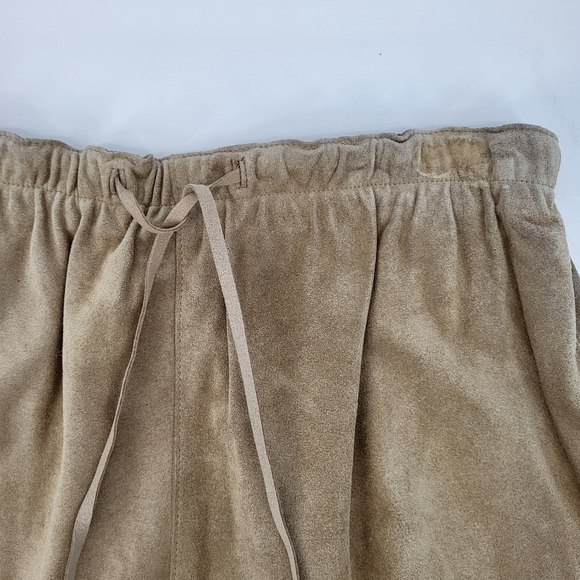 Vintage Liz Claiborne Suede Leather Mini Skirt Drawstring Tan Medium NWT - Picture 6 of 6